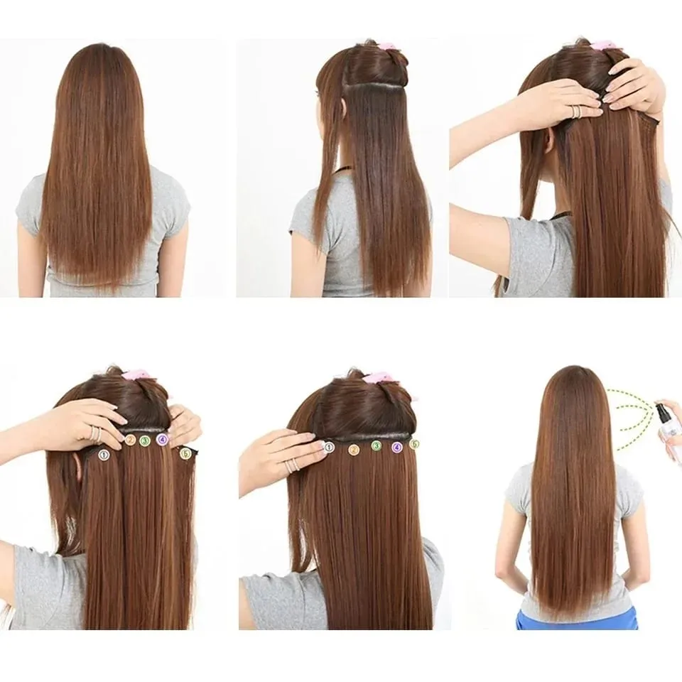 24Inch Synthetic Long Kinky Curly Hair High Temperature Corn Wave Hair Extension Clip in Fiber Hairpieces for Women
