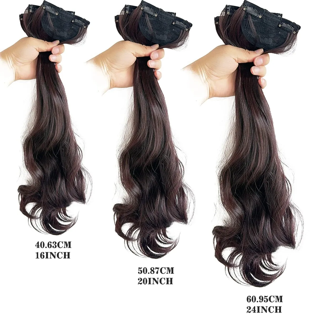16"20"24" synthetic Big waves Clip in the hair extension 3pcs/set of curly hair pieces for women's daily styling — image 7