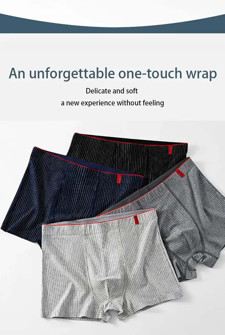 4 peças de cueca boxer masculina macia, respirável e confortável cuecas masculinas listradas personalidade na moda casual boxers soltos