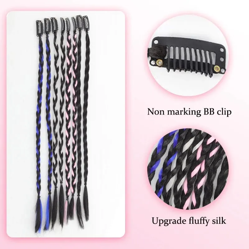 A card of sweet cool girl's boxing braid wig ponytail mini Fried Dough Twists braid color ear dye pigtail 8 pieces