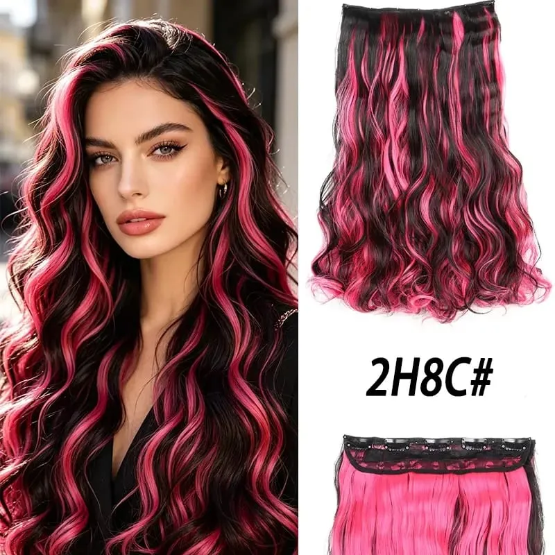 Synthetic 5 Clips in Hair Extensions Body wave Natural Hair Fake False Hair Piece Extentions For Women And Girl halloween wig