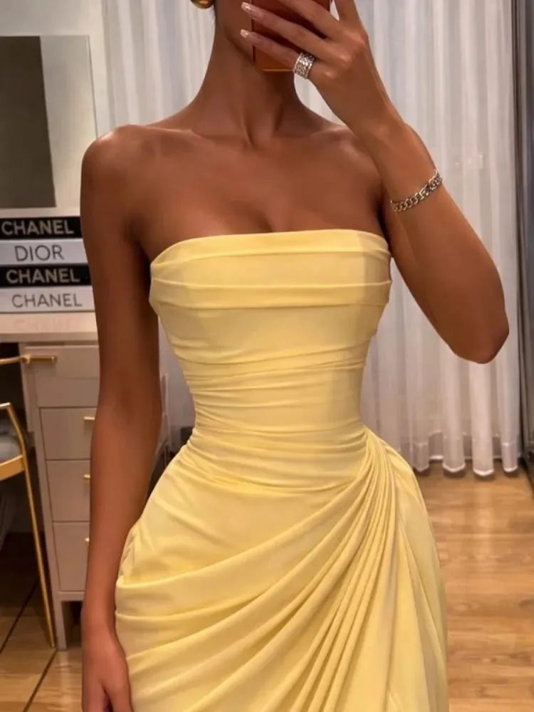 Thanh Lịch Cao Cấp Bodycon Đầm Maxi Dây Xếp Ly Viền Áo Đảng Áo Choàng Sang Trọng vestidos 2026 Mới Cho Nữ Váy Dạ Hội