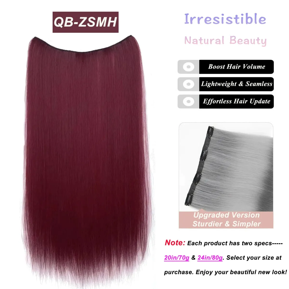 Synthetic Wavy/Straight Wigs Clip in Hair Extensions 20inches/24inches Clip On Hair Extensions for Women Hair Accessories