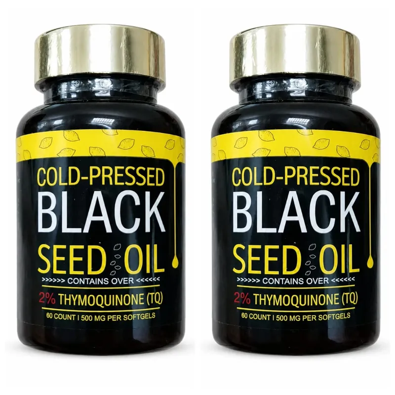 Sorte frøoliekapsler koldpressede indeholder 1000 mg naturlig Nigella Sativa-olie – dagligt urtetilskud 60 antal pr.