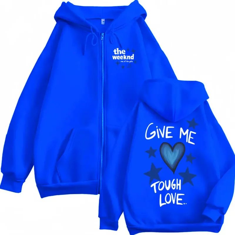 The Weeknd "een van de meisjes" Zip Up Hoodies Mannen Vrouwen Mode Hip Hop Jas Sweatshirt Jassen Casual Oversized Rits Truien