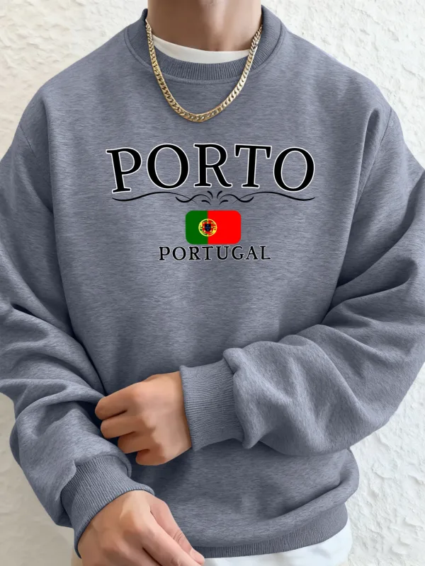 Porto Portugal Letter And Flag Print Clothes Unisex Warm Casual Hoody Street Sports Sportswear Fleece Thicken Streetwear Man