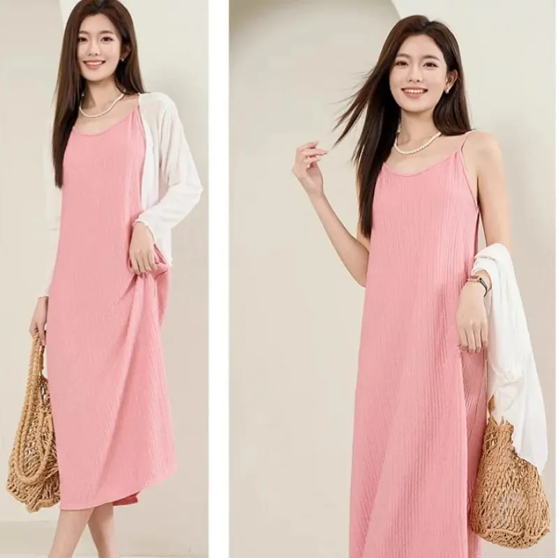 Chiffon Pleated Dress Women Slim Fit Summer Dress Elegant Casual Layered Long Dress for Women