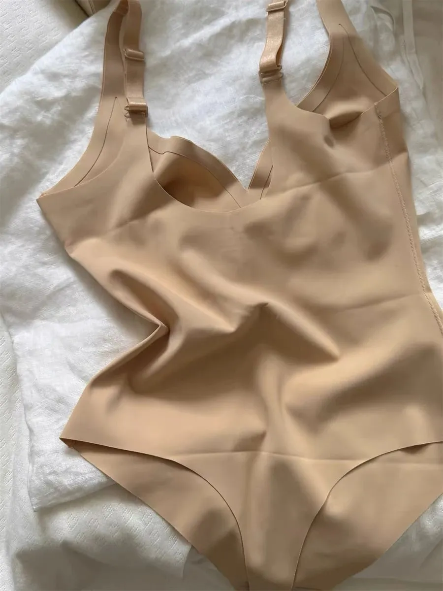 Seamless Shapewear Bodysuit Woman Solid Ultra-Thin U-Back Bodysuit Female High Elasticity Slim Camisole One-Piece Underwear New