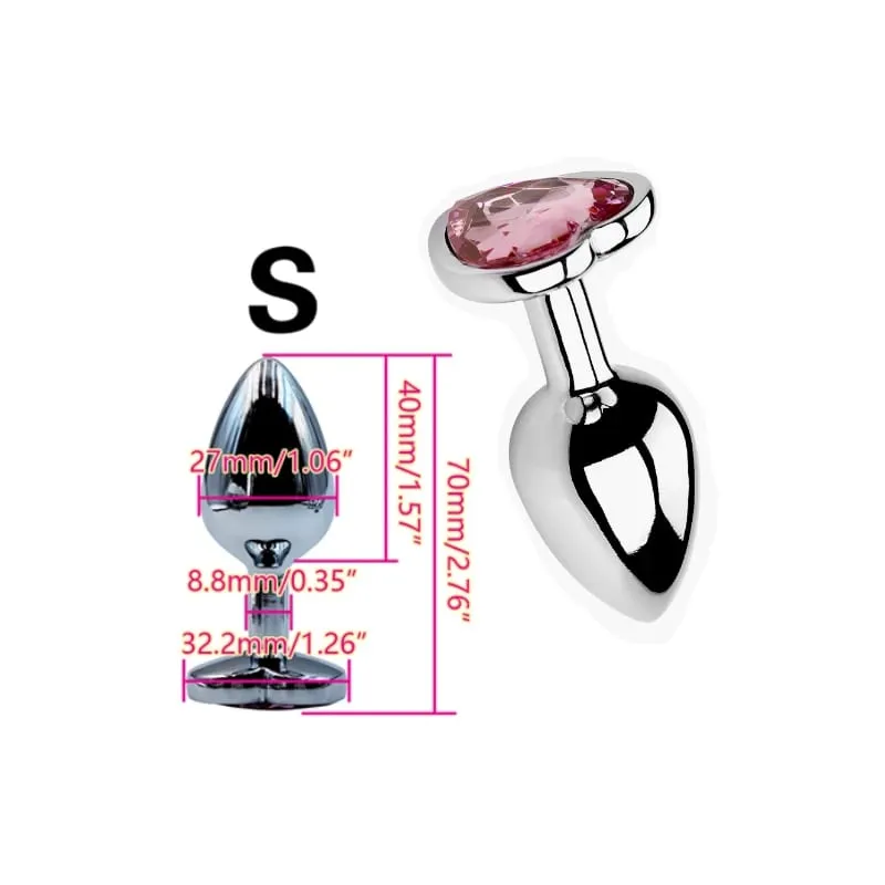 Heart Shaped Metal Anal Plug Butt Plug 6 Colors S/M/L Sizes Unisex Adult Sex Toys for Men Women Anal Massager Pleasure Toy