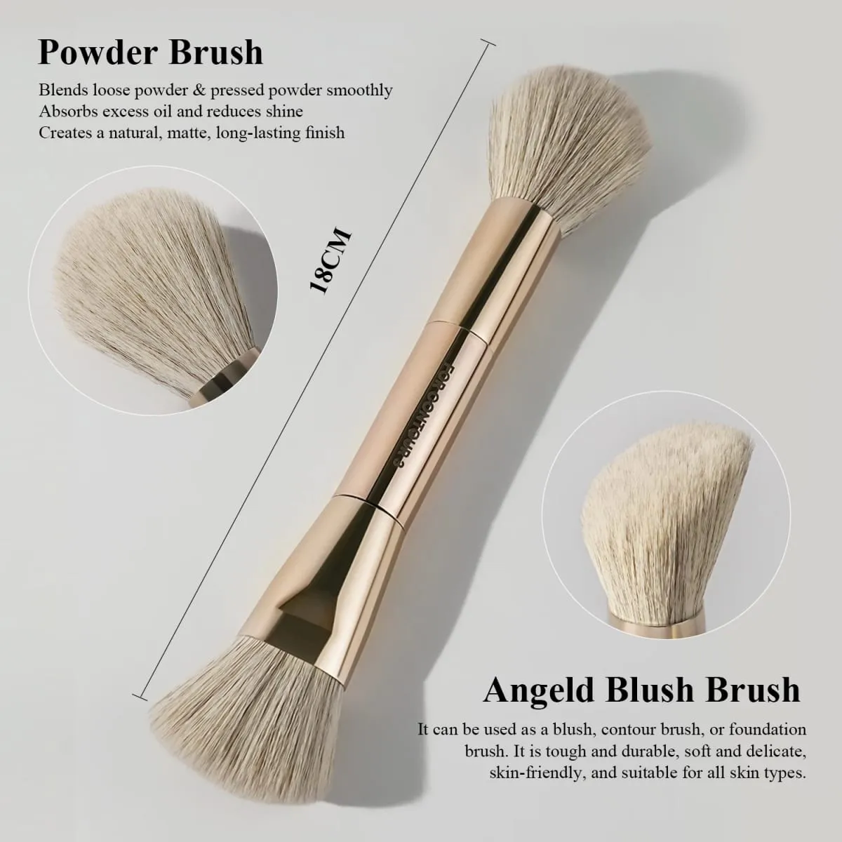Makeup Brush Set Double-Sided Makeup Brushes for Foundation Contour Blush Blending Eyebrow and Eye Shadow Fiber Bright Cyan — image 5