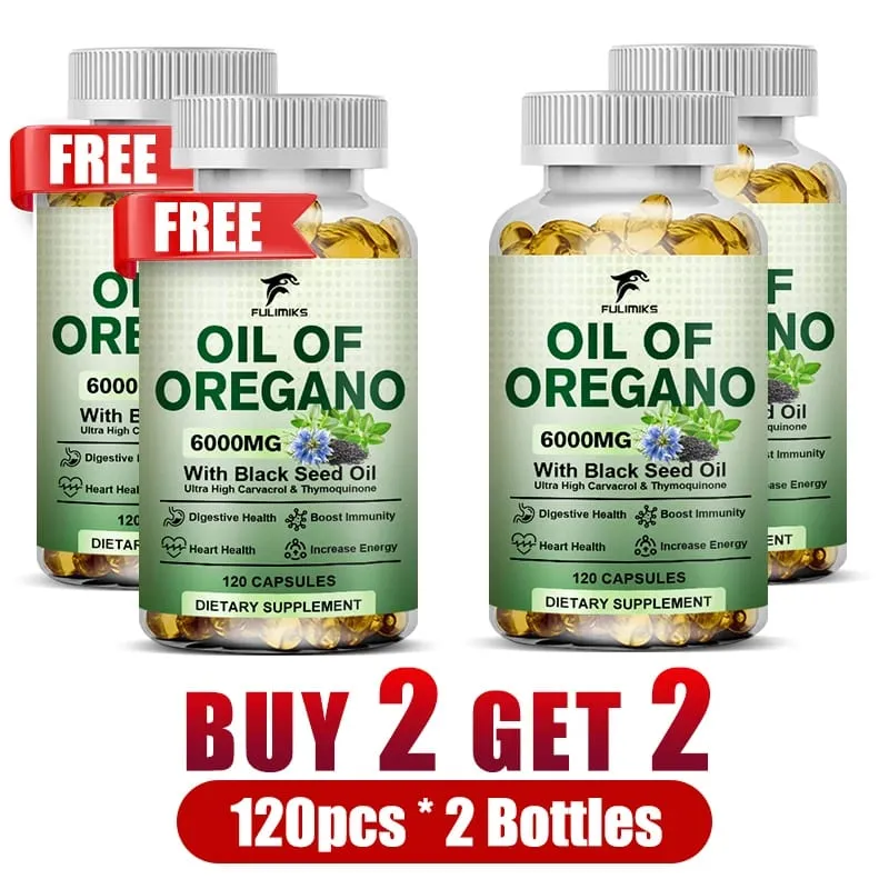 Buy 2 Get 2 Free! Oil of Oregano Supplement Immune Support Digestive Health Light Beige Improve Overall Wellness & Vitality