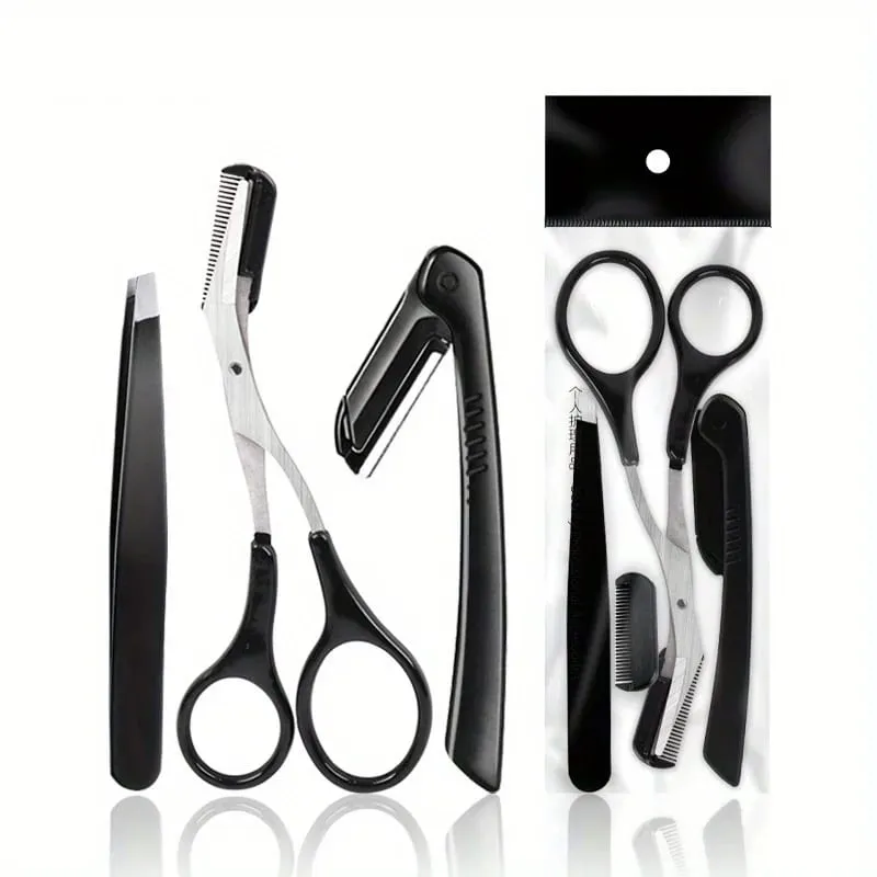 3/4/5/11/12pcs Eyebrow Trimmer Set Scissors Tweezers Eyebrow Razor Scraping Eyebrow Comb Razor Eyebrow Clip Makeup Tools