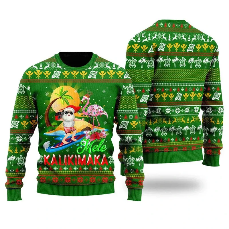 New 2026 Ugly Christmas Sweater Men Santa Claus Pattern Pullovers Women 2026 New Year Merry Christmas Crew Neck Sweatshirts