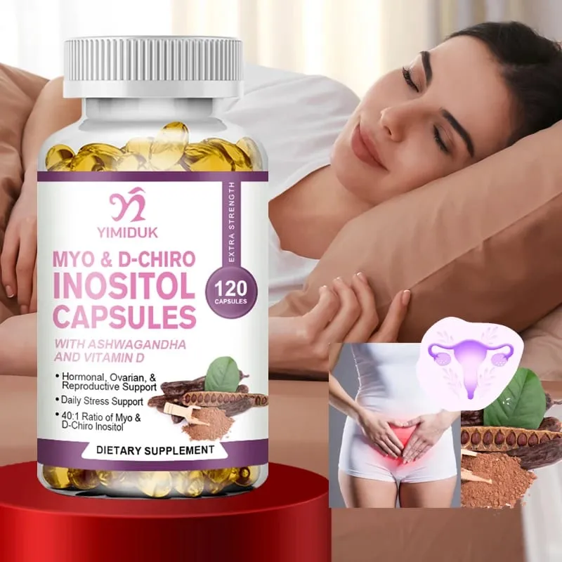 Myo Inosito Capsules & D-Chiro Inositol with Ashwagandha Root & Vitamin D3 Hormone Balance for Women Regulate Menstrual Cycle
