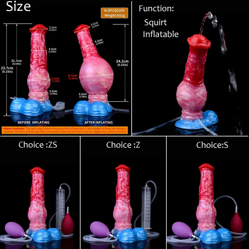 Silicone Inflatable Ejaculation Knot Dildo Adjustable Girth Squirting Fantasy Horse Penis Adult Sex Toys Anal Dilator