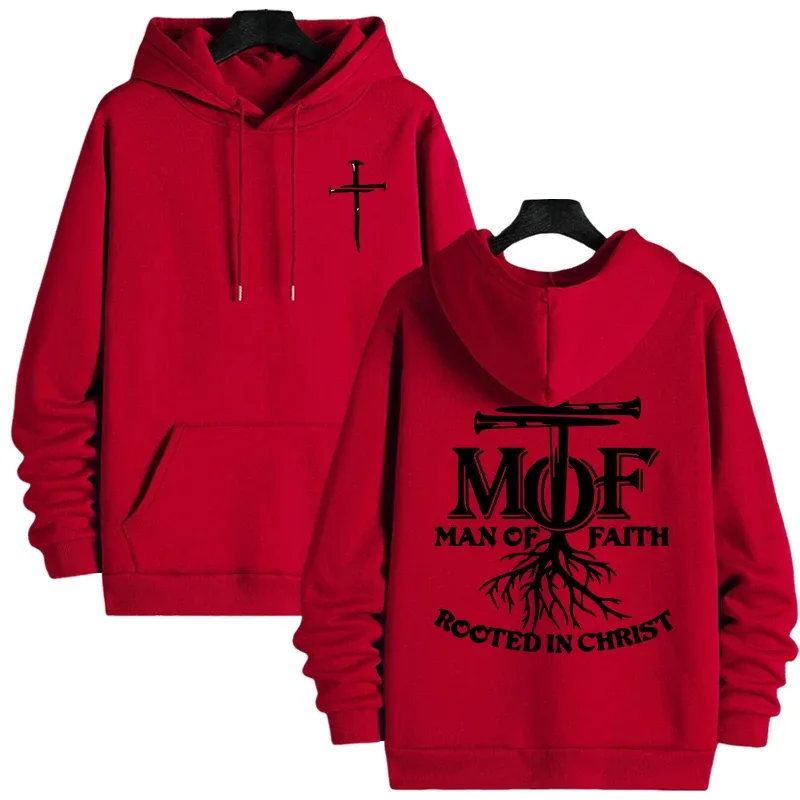 2025 Hot Sale Men's Hoodie Man of Faith Jesus Print Hooded Sweatshirts Autumn Winter Daily Casual Sporty Fashion Hoody Outerwear