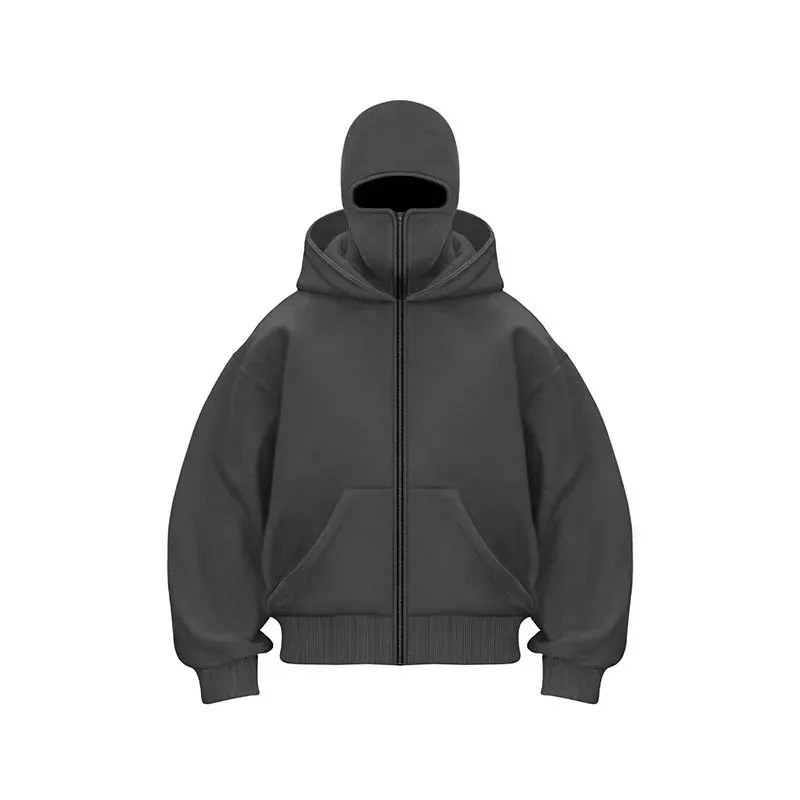 2025 Herfst Mannen Bivakmuts Y2K Gothic Harajuku Winter Nieuw Item Dubbele Capuchon Mannen Capuchon Masker Rits Sportkleding Vrouwen