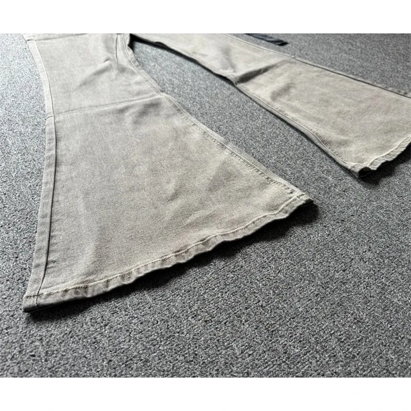 High Street RO Style Jeans Pants Men's Horn Wide Legs Look Skinny Stacked Dragging Wrinkled Cat Beard Wasteland Denim Pant