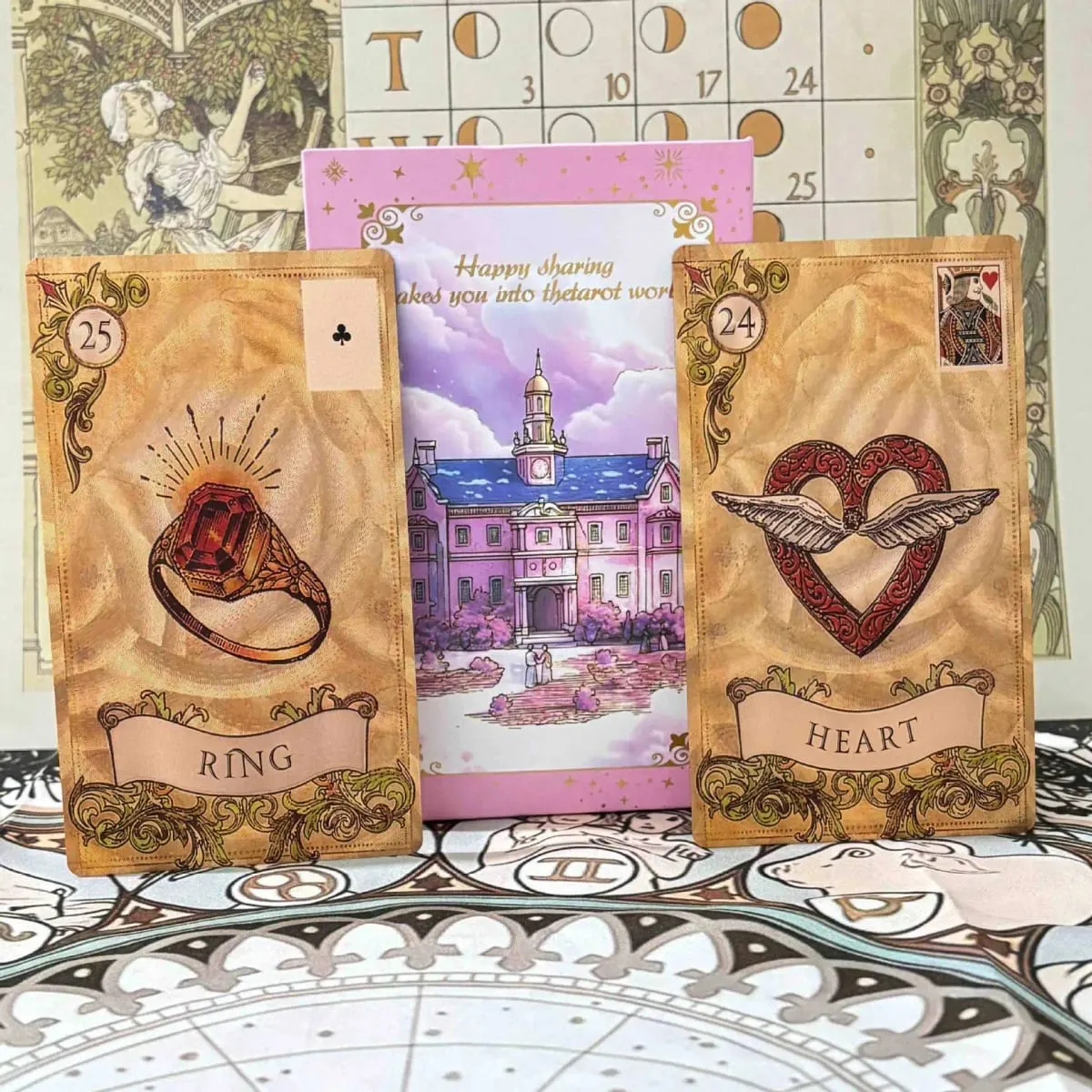12*7cm Old Style Lenormand Oracle Cards 38 Pcs Gold Foil Waterproof PET Cards for Divination & Fortune Telling With Paper Manual