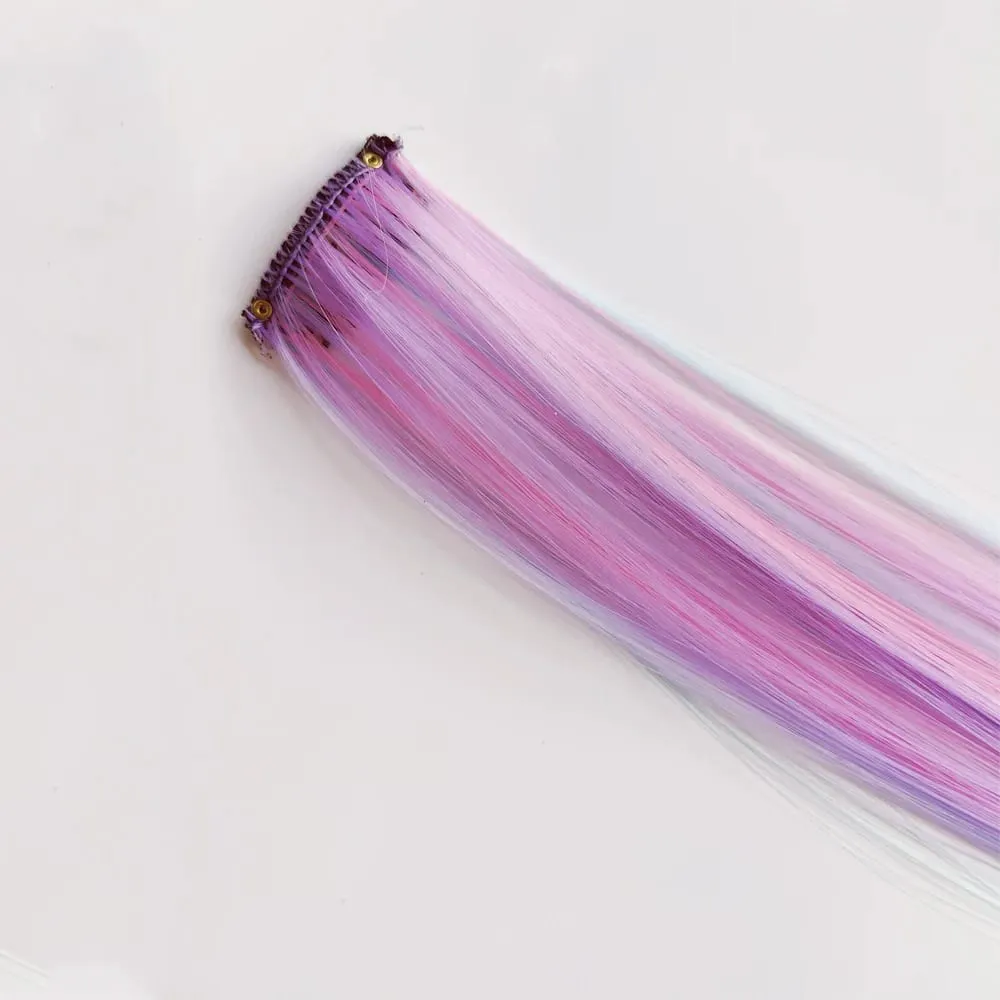 6pcs/set Unicorn Color Rainbow Clip sa One Piece Hair Extension Pink Blue Purple Mixed Color Clip sa Synthetic Hair Accessories