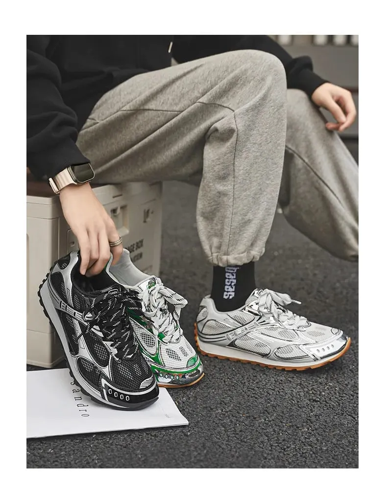Stylish Men's Lace-Up Sneakers All Season Casual Shoes Spring Summer Retro Skate Shoes