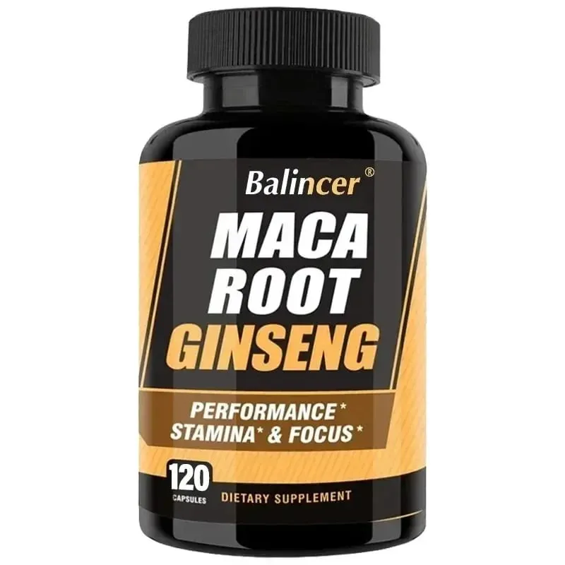Maca Root Capsules 10000mg with Ginseng Energy Muscle Mood Energy Strength & Men's Health Support Relieve Fatigue