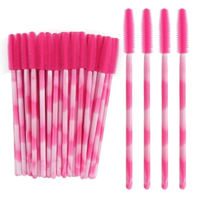 50Pcs Disposable Eyelash Brushes Silicone Makeup Tools Mascara Wand Applicator Rainbow Color Microbrush Eyebrow Comb Girl