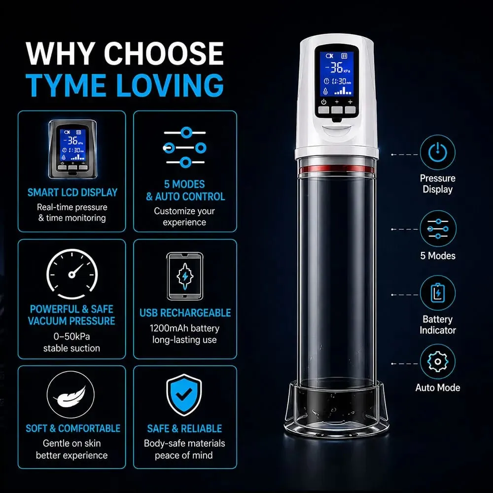 Smart Automatic Penis Pump LCD Display Vacuum Therapy System Male Enlarger Device 5 Pressure Control Silicone Sleeve Kit for Men