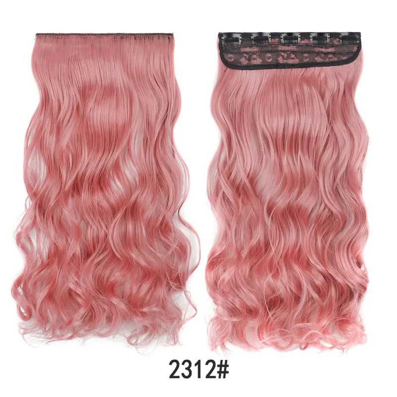 Jeedou Colorful Wavy Hair Clip in Hair Extensions One Piece 5 Clips Synthetic Red Blue Women's Hairpieces