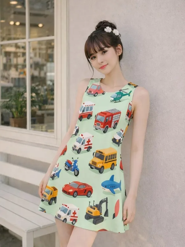 Womens Floral Sleeveless A Line Mini Dress Round Neck Fresh Sundress for Outdoor Brunch Beach Walk and Everyday Wear Comfort