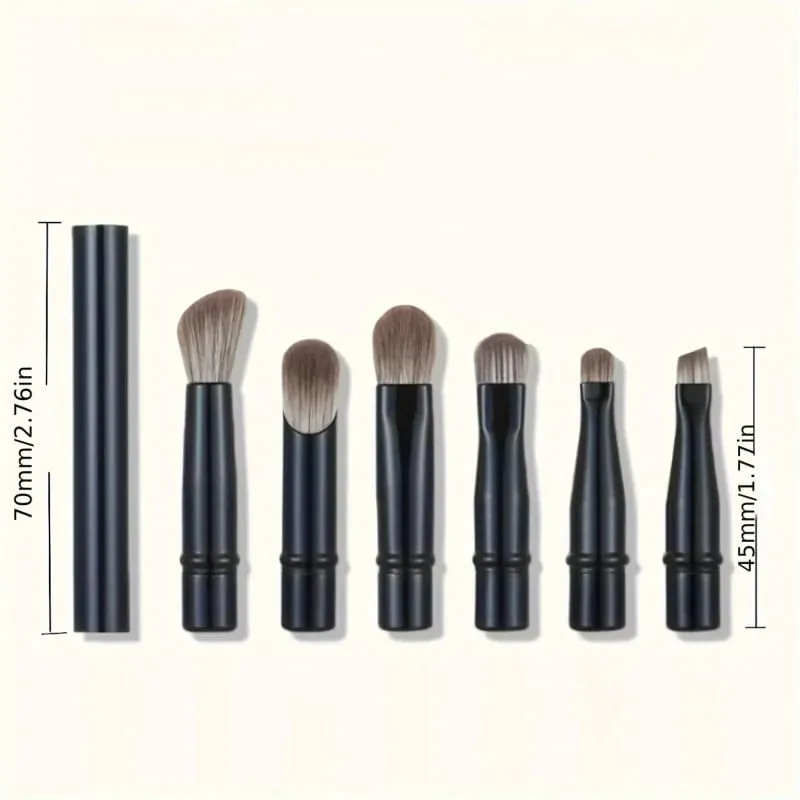 6 peças preto portátil maquiagem escova substituição cabeça conjunto nariz sombra escova conjunto de viagem