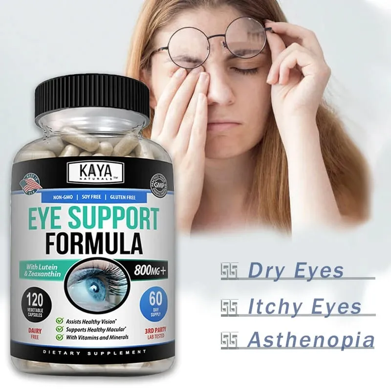 Eye Support Capsules Lutein Bilberry - Improve Vision Health Macula Healthy Macula Blue Light & Eye Fatigue Relief