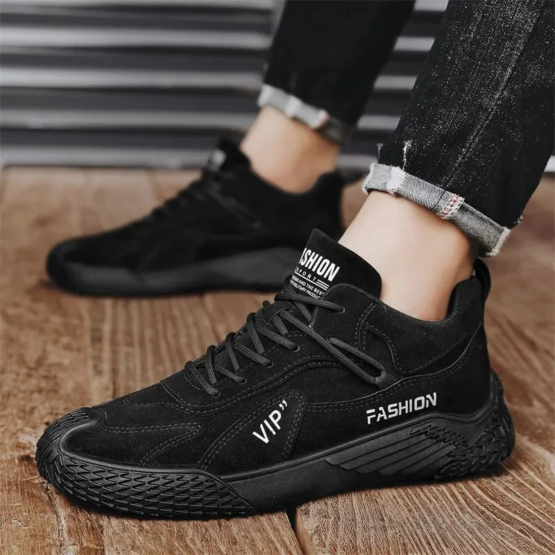 Spring New Men's Shoes Comfortable Casual Shoes Lightweight Trendy Versatile Solid Color Trendy Shoes Men's Sports Thick-Soled Sneakers