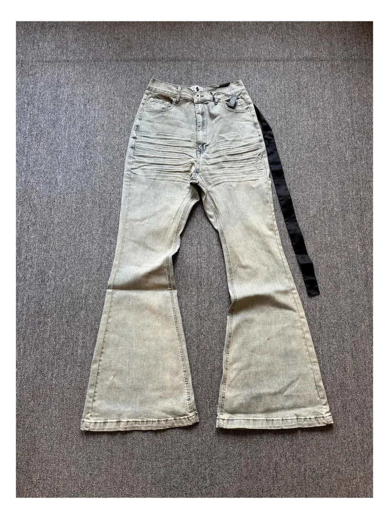 Zcela nové Rick Washed Modrá zip Kapsa Fit Slim Fit PANT Džíny Bavlna Denim Kalhoty Pohodlí Běžné Džíny Velikost S M L XL # B4