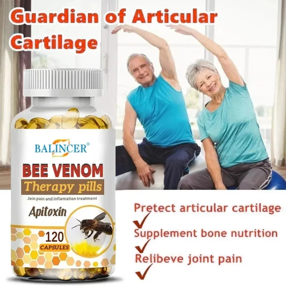 Bee Venom Extract Capsules for Relieve Joint & Knee Pain Relieve Discomfort of Bones and Joint Non-GMO