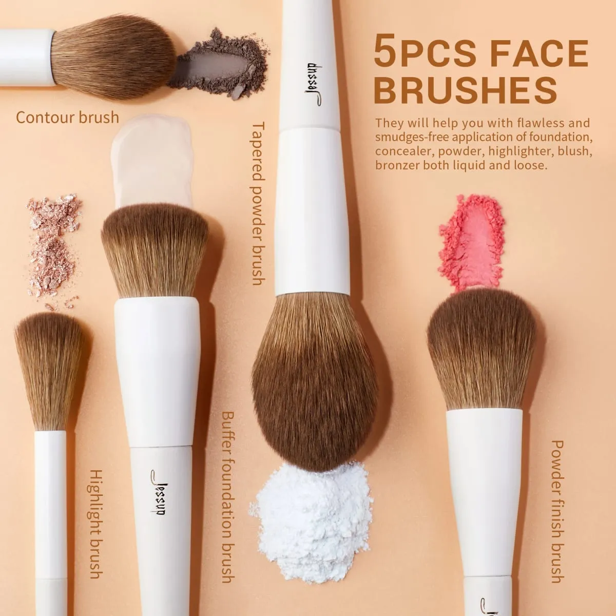 Jessup 14 Pcs Makeup Brush Set Professional Synthetic Soft Foundation Powder Blending Eye Shadow Contour Liner Brushes Kit T329