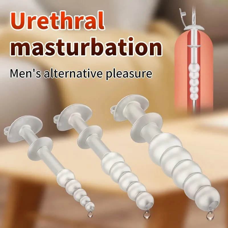 Parachute-style Beaded Easy-to-clean Hollow Rod With Anti-slip Guide for Male Urethral Dilation Alternative Adult Sex Toys