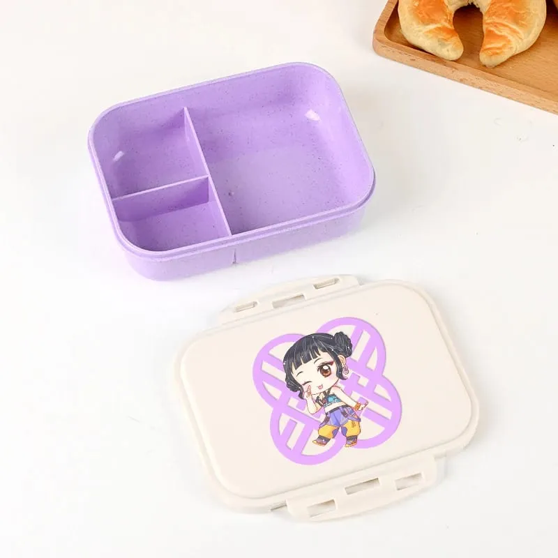 Demon Hunters Lunch Box para sa Boy Girl Cute Mira Zoey Jinu Portable Plastic Bento Box na may Dinnerware Food Fruit Container