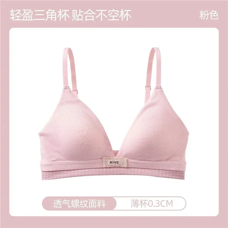 Hot Sale Summer Sweet Modal Cotton Bra Set Ladies Wirefree Support Lift Gathering Anti-Sagging Large Cup Slim Soft Daily Wear