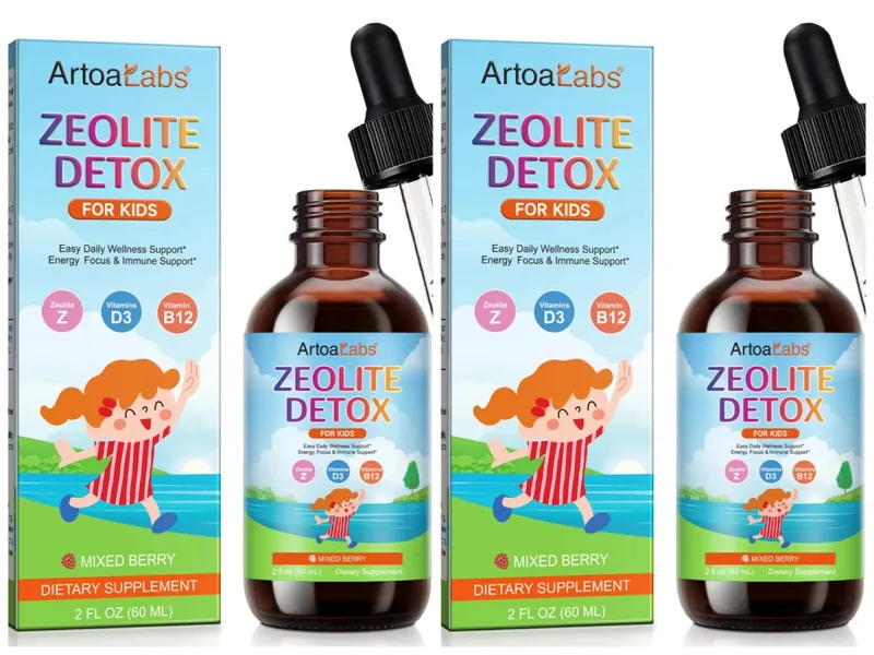 ArtoaLabs Sugar Free Vegan Zeolite Detox Oral Liquid Supplements Zeolite Detox Drops for Kids Energy Daily Wellness Support