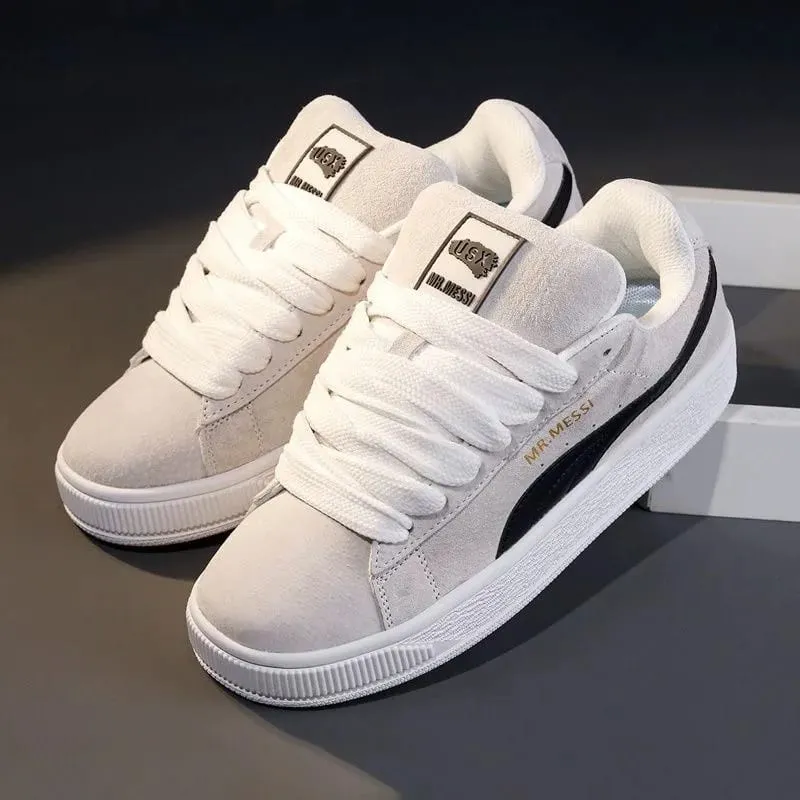 Skate Sneakers、LowTop Casual Board ShoesRetroFlat WalkingTrainers、Lace Up Platform Daily Footwear、Breathable Streetwear Sneakers