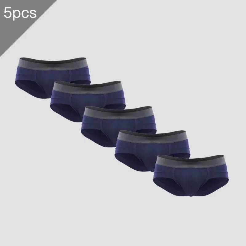 5PCSMen's three-piece briefs with U-shaped pouch, modal fabric, breathable, summer youth low-rise bottom pants