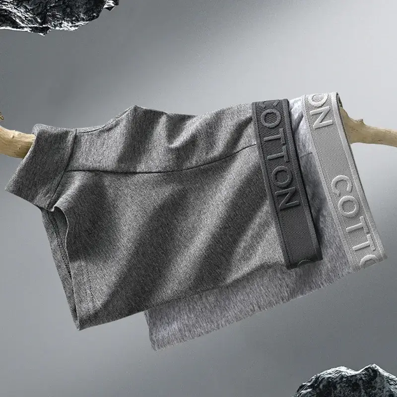 5PCS [COTTON Skin-Friendly] Cotton Embossed Men's Boxer Shorts Basic Color Series Set Casual Daily All-Season Men's Underwear