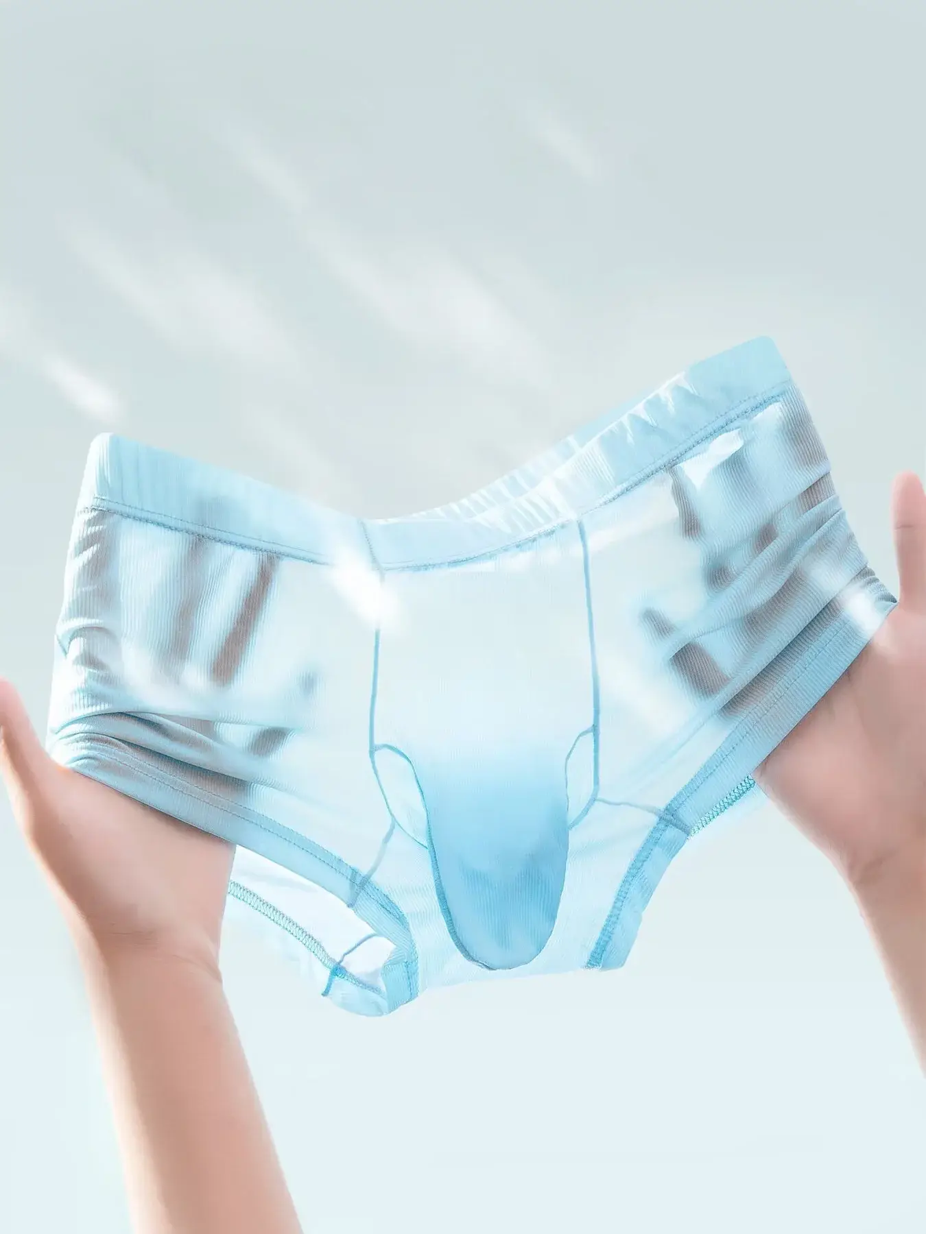 Transparent Boxer Briefs Men Sexy Underwear Ultra Thin Underpants See Through Ice Silk Knickers Smooth Glossy Lingerie Shorts