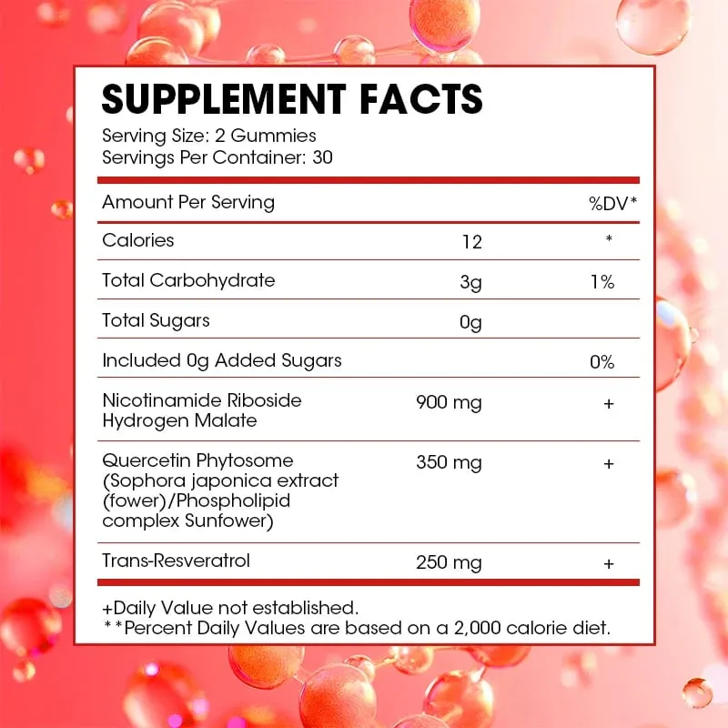 Συμπλήρωμα Kexinsh NAD Gummies Aging Defense Liposomal NAD Nicotinamide Riboside Resveratrol 1500mg Nad Plus Βιταμίνη B3 D3