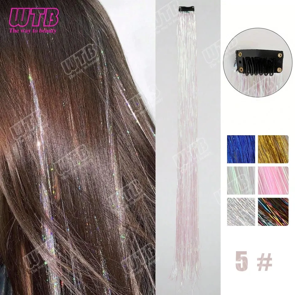 Multi-Color Glitter Synthetic Hair Extension Wig BB Clip Style Suitable for Women and Girls to Wear During Holidays and Events
