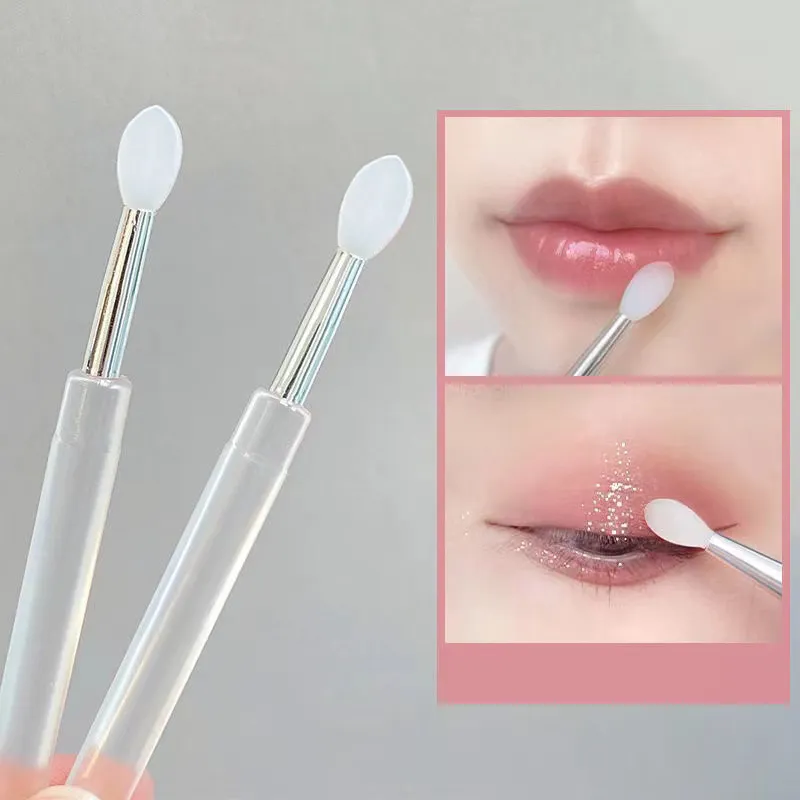 Silicone Lip Mask Brushes (Transparent/Pink)- Portable Lip Scrub Applicator Soft Silicone Tip for Lip Balm/Lip Mask