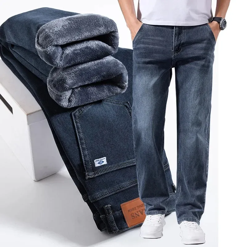 Men's Loose Straight Leg Jeans Retro Washed Elastic Casual Pants Suitable for All Seasons Versatile Pants