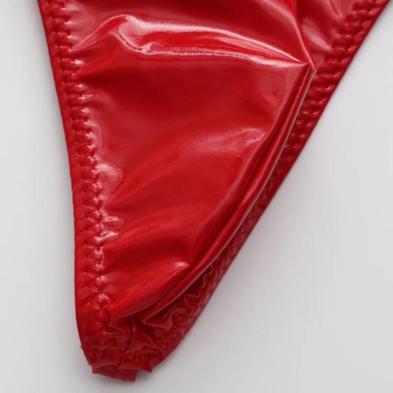 Men Glossy Faux Leather G-string Briefs Thin-Strap Low Waist Underwear Men's Panties Lingerie T-back Male Briefs Lingerie