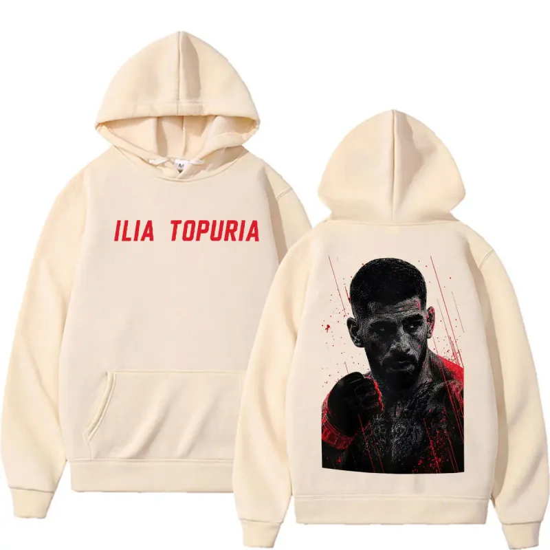 Ilia Topuria El Matador Vintage Graphic Hoodies Men's Clothing Violence Aesthetic Sweatshirts Casual Fleece Pullovers Streetwear